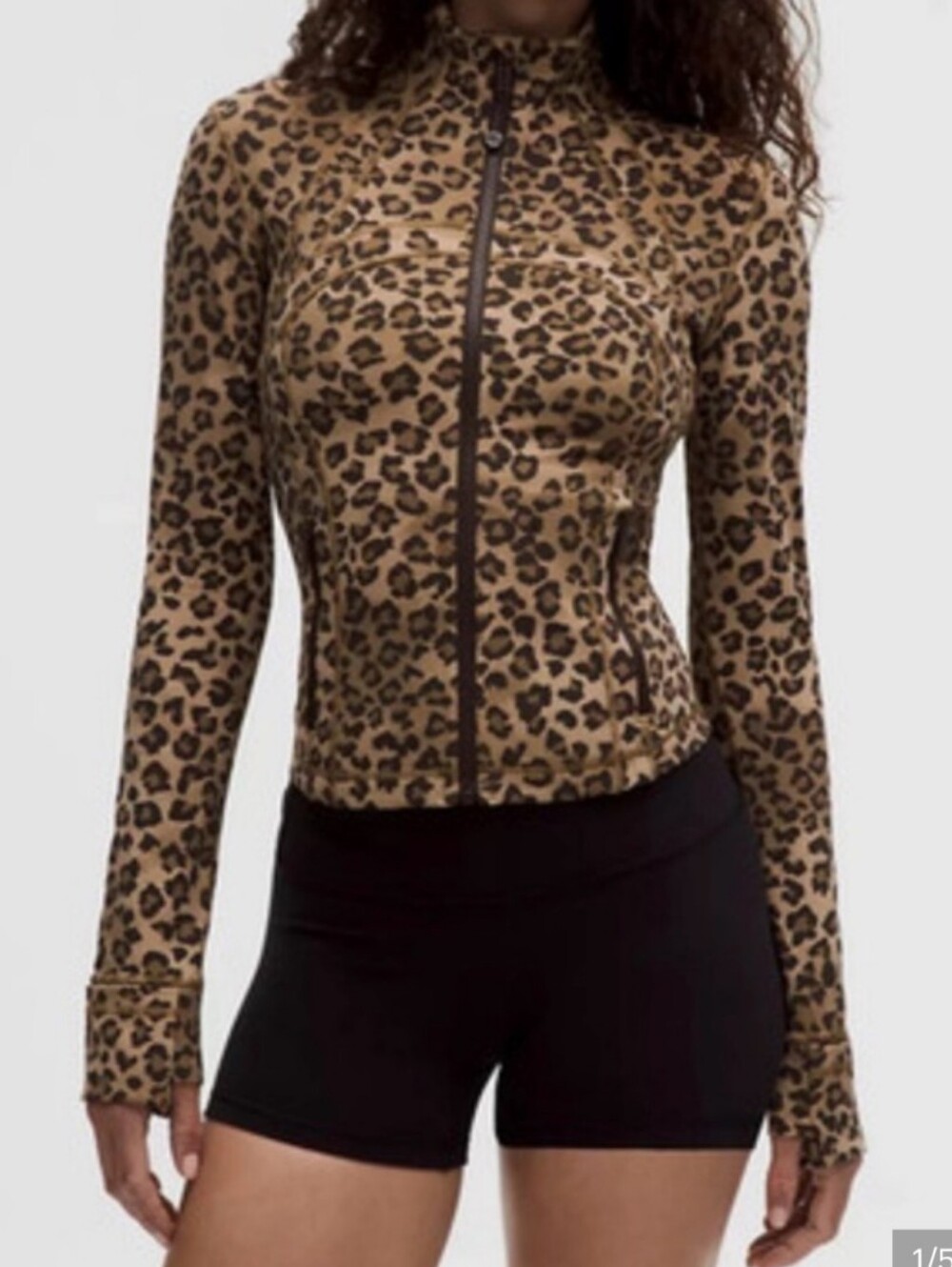 lululemon athletica Brown and Black Leopard Print Cropped Jacket